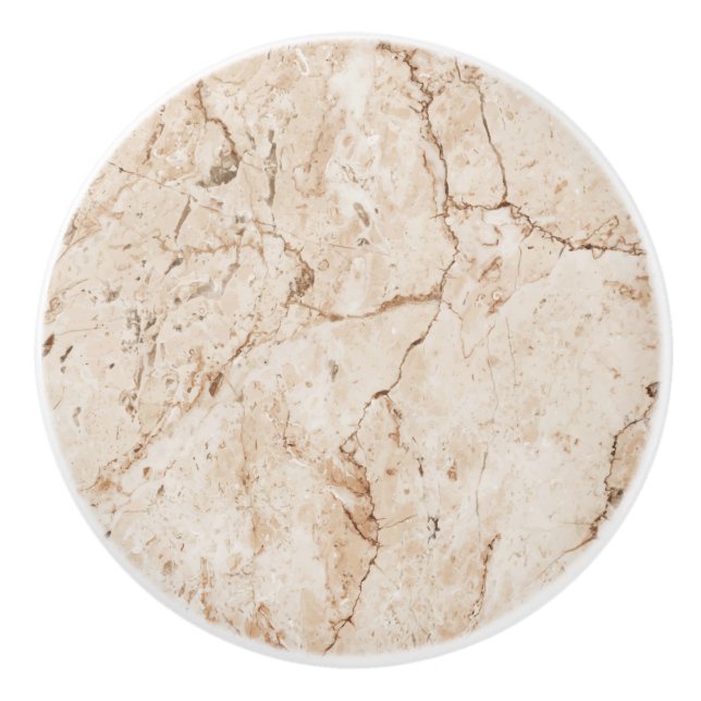 Cream Beige Marbled Ceramic Knob (Front)