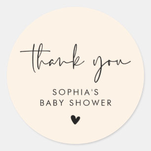 Cream Beige Modern Boho Baby Shower Thank You Classic Round Sticker