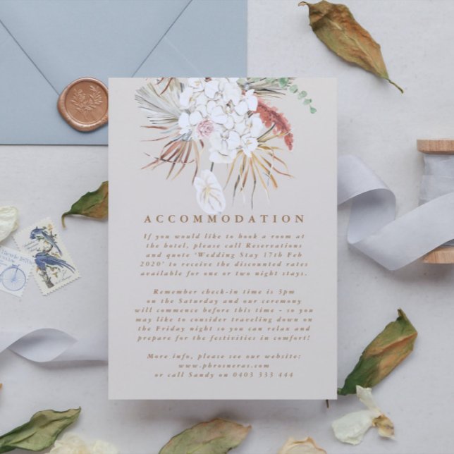 Cream Beige Pampas Grass Floral Jungle Wedding Enclosure Card (Creator Uploaded)