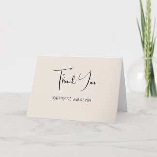 Cream Beige Simple Wedding Thank You Card