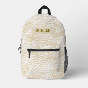 Cream Beige Snake Skin Pattern Elegant Reptile Printed Backpack