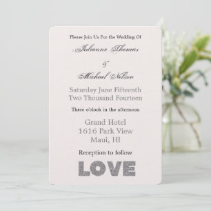 Cream Beige Stone Silver Love Invitation
