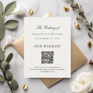 Cream beige wedding wishlist QR code Enclosure Card