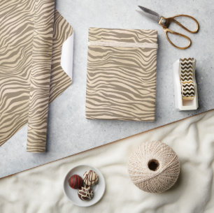 Cream Beige Zebra Print Wrapping Paper
