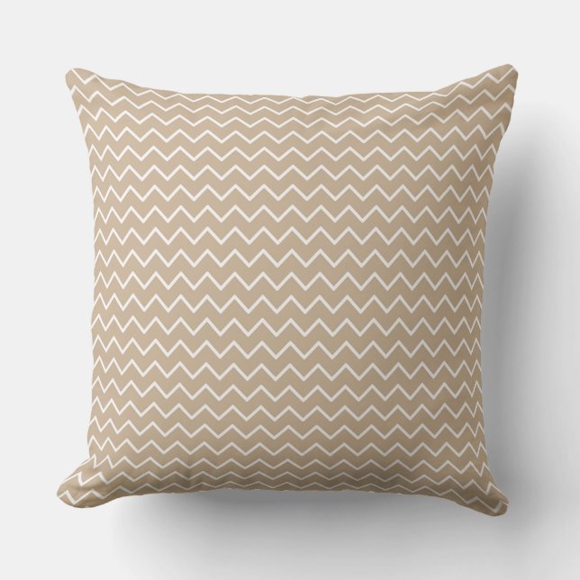 Cream Beige Zigzag/Polka Dot  Reversible Pillow (Front)
