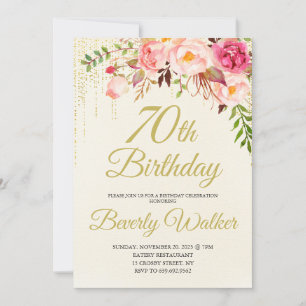Cream Birthday 70th Birthday Invitation