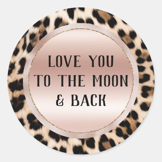 Cream Black Brown Leopard Blush Pink  Classic Round Sticker (Front)