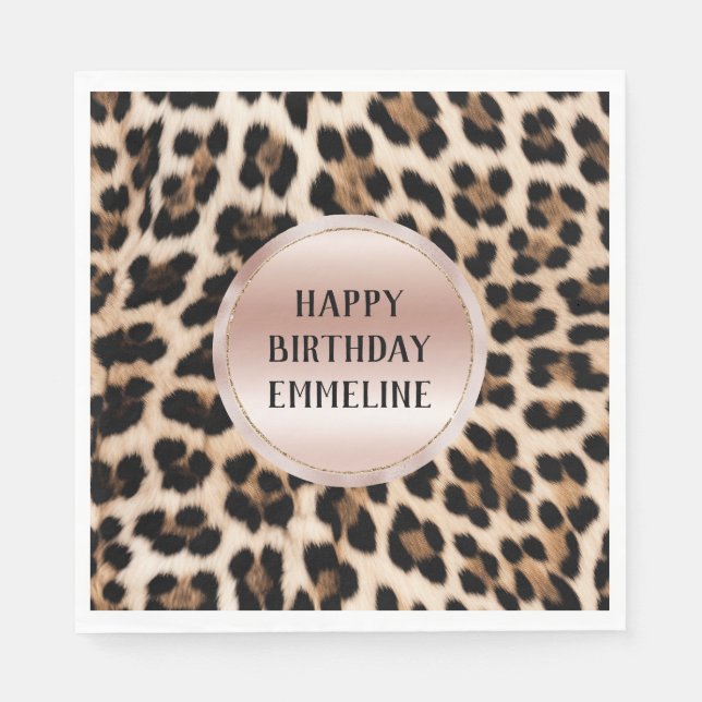 Cream Black Brown Leopard Blush Pink  Napkin (Front)
