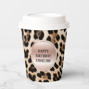 Cream Black Brown Leopard Blush Pink Paper Cups