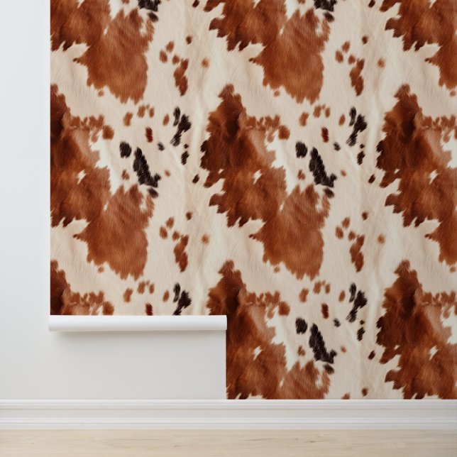 Cream Black Brown Southwest Cowhide Wallpaper (Application)