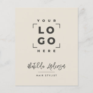 Cream black elegant modern girly price QR code Flyer