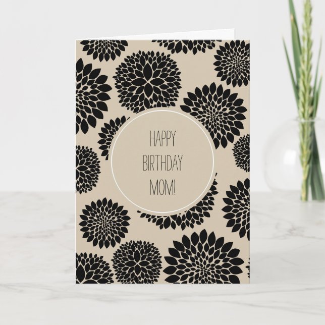Cream Black Flowers Card (Front)