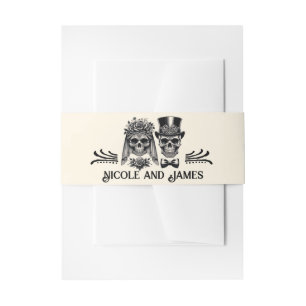Cream Black & Gold Vintage Skeleton Wedding Invitation Belly Band