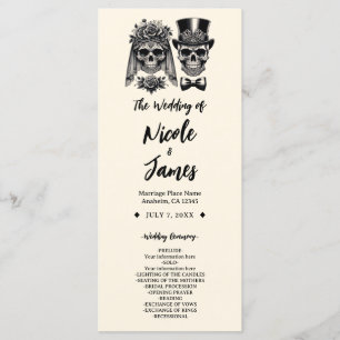 Cream Black & Gold Vintage Skeleton Wedding Programme