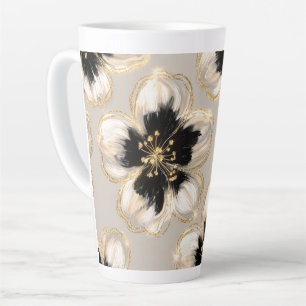 Cream Black Ivory Gold Flowers Latte Mug