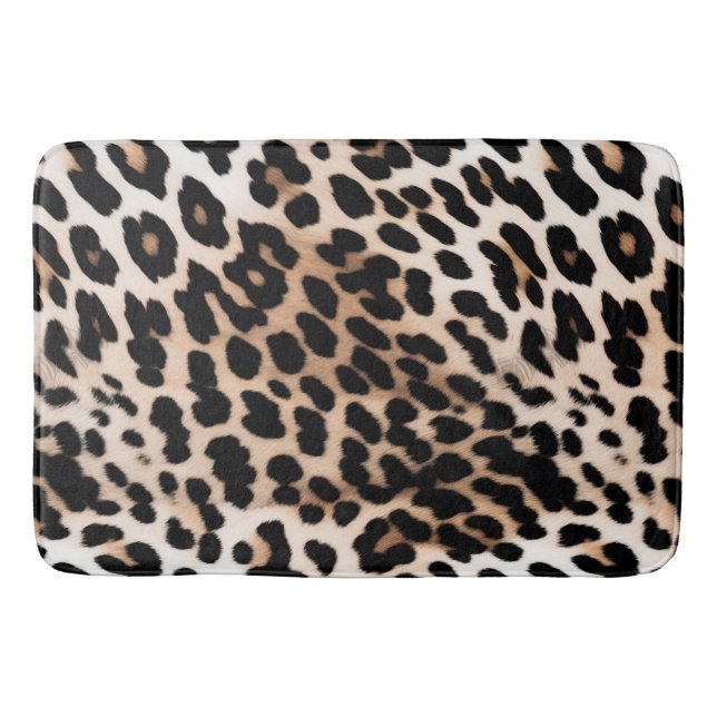 Cream Black Leopard     Bath Mat (Front)
