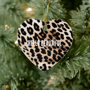 Cream Black Leopard     Ceramic Tree Decoration