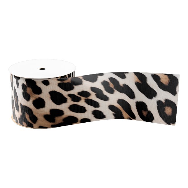 Cream Black Leopard     Grosgrain Ribbon (Spool)