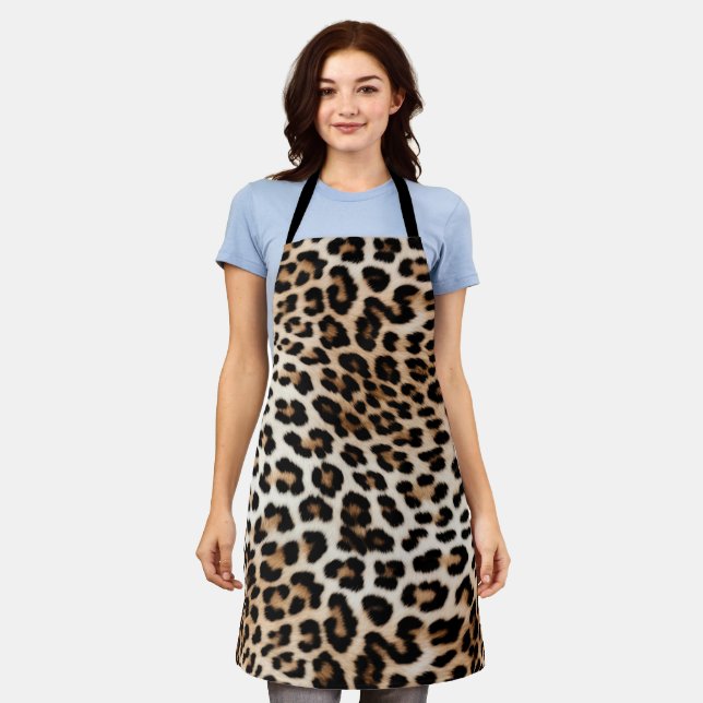 Cream Black Leopard Print Apron (Worn)