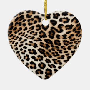 Cream Black Leopard Print Ceramic Tree Decoration