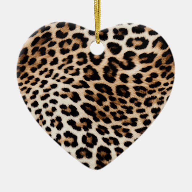 Cream Black Leopard Print Ceramic Tree Decoration (Front)