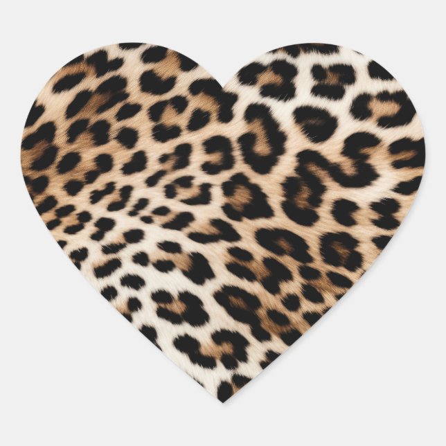 Cream Black Leopard Print Heart Sticker (Front)
