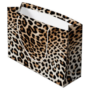 Cream Black Leopard Print Large Gift Bag