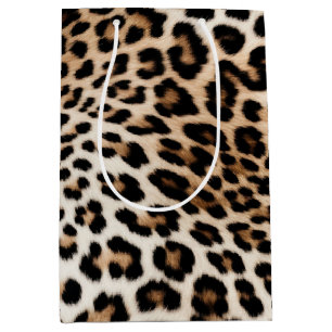 Cream Black Leopard Print Medium Gift Bag