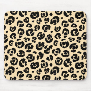 Cream Black Leopard Print Mouse Mat
