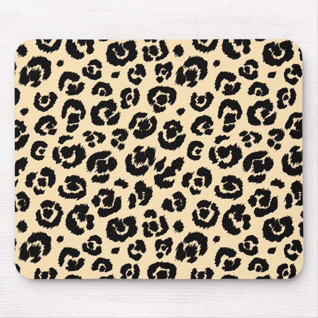 Cream Black Leopard Print Mouse Mat (Front)