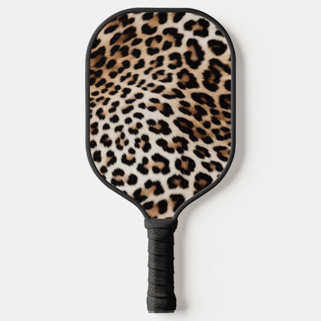 Cream Black Leopard Print Pickleball Paddle (Front)