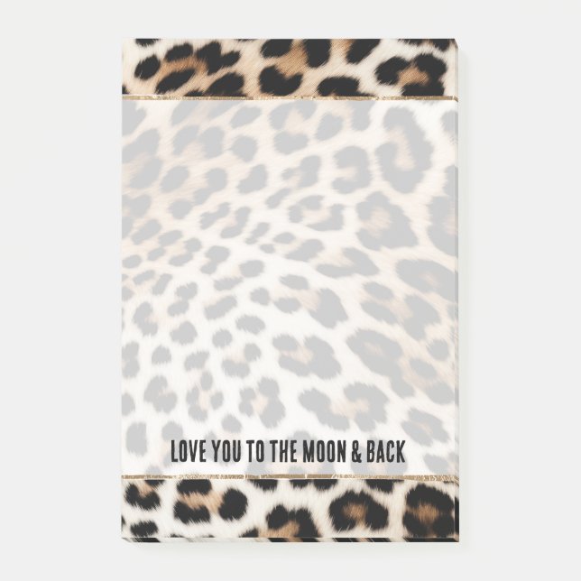 Cream Black Leopard Print Post-it Notes (Front)