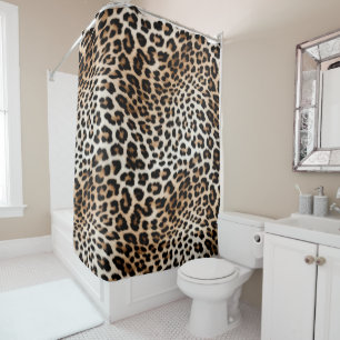 Cream Black Leopard Print Shower Curtain