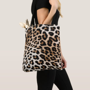 Cream Black Leopard Print Tote Bag
