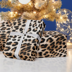 Cream Black Leopard Print Wrapping Paper