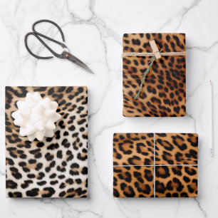Cream Black Leopard Print Wrapping Paper Sheet
