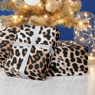 Cream Black Leopard     Wrapping Paper