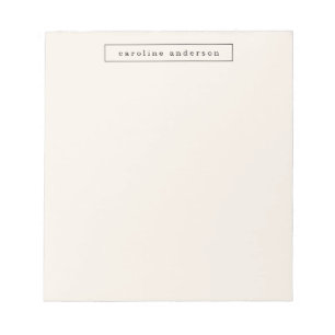 Cream Black Minimalist Personalised Name Frame Notepad