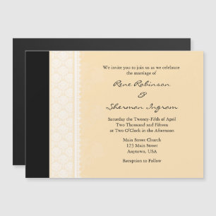 Cream Black Modern Magnetic Wedding Invitation