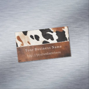 Cream Black Southwest Cowhide Magnetic Business Card