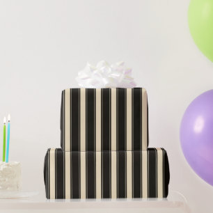 Cream black stripe pattern party wrapping paper
