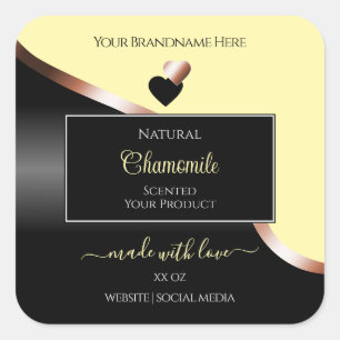 Cream Black Wavy Rose Gold Hearts Product Labels