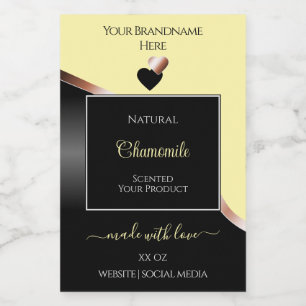 Cream Black Wavy Rose Gold Hearts Product Labels