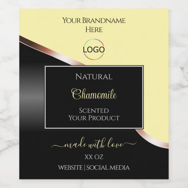 Cream Black Wavy Rose Gold with Logo Product Label (Single Label)