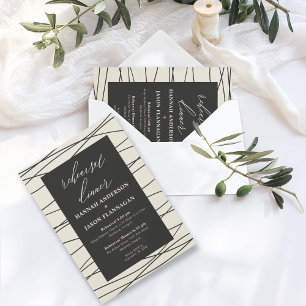 Cream Black Winter Evening Rehearsal Dinner Invitation