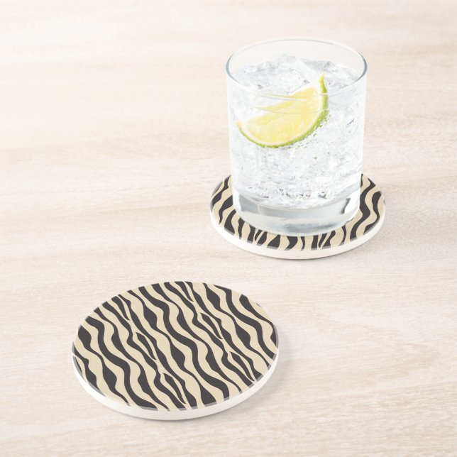 Cream Black Zebra Print Coaster (Side)