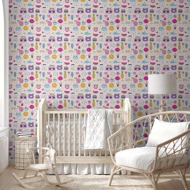 Cream & Blue pattern for Your Kid Room Wallpaper (Kids)