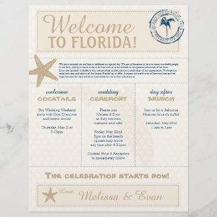 Cream & Blue  Starfish Welcome Florida Letter