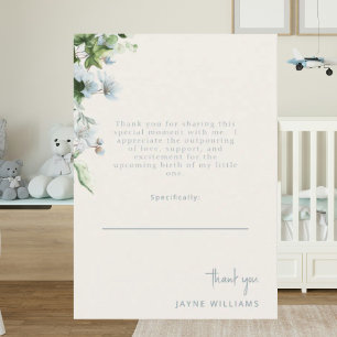 Cream Blue Text Message Ivy Baby Shower Thank You  Card