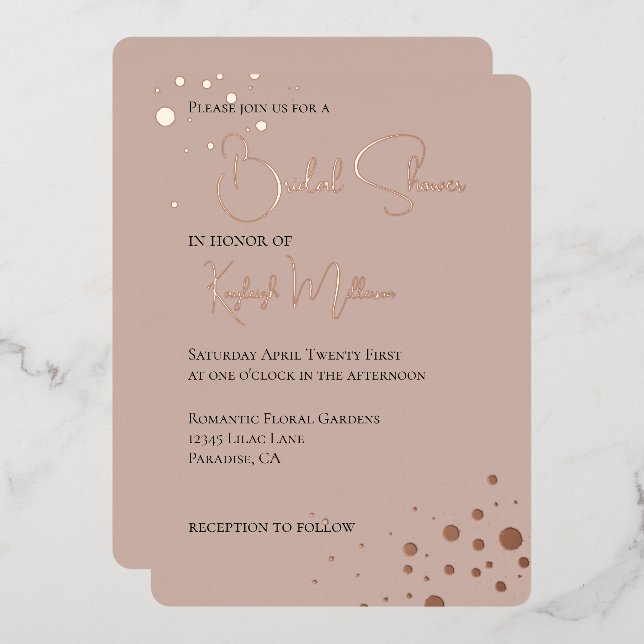 Cream Blush Diamonds Confetti Dots Bridal Shower (Front/Back)